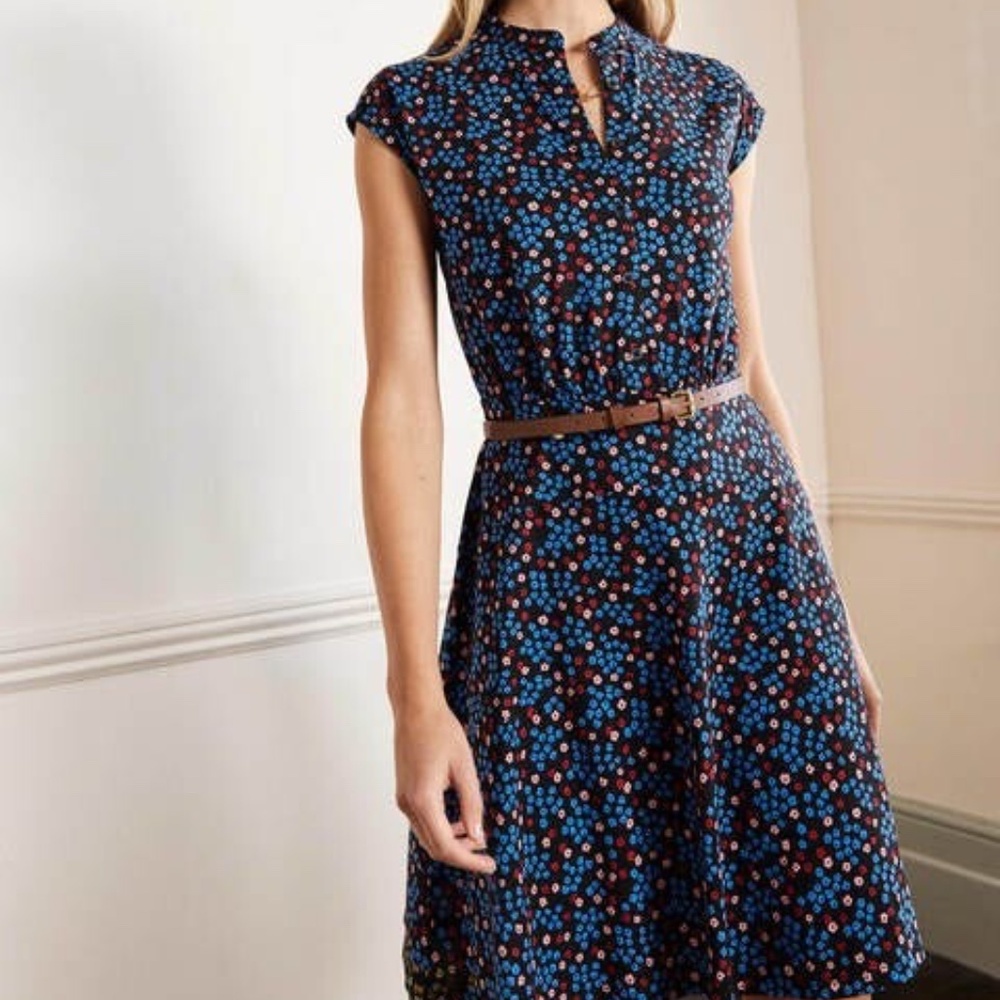 Boden Easy Jersey Floral Shirt Dress 14R